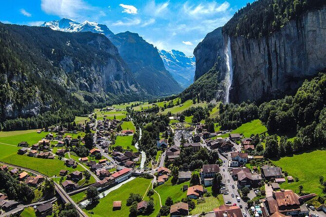 Aerial photo of a Swiss town